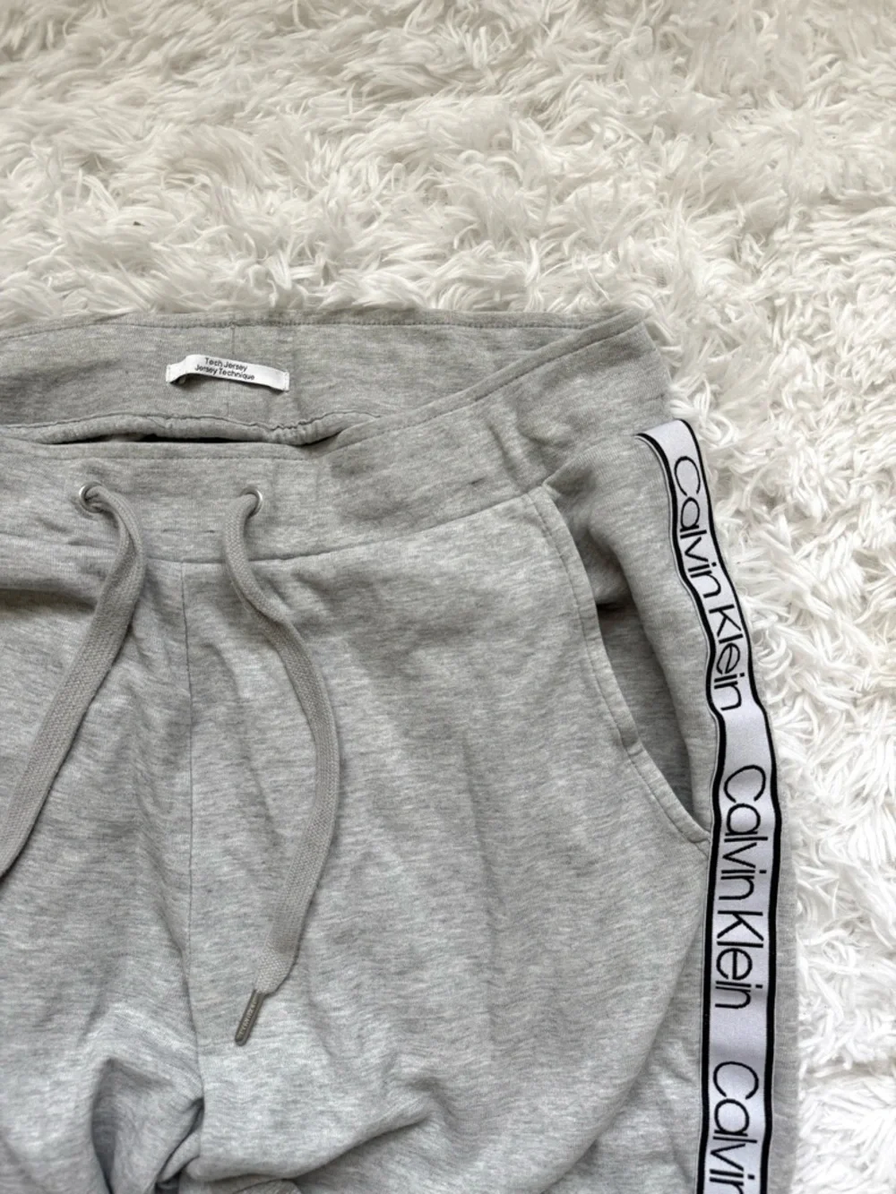 Calvin Klein Light Gray Logo-Strip Jogger Pants